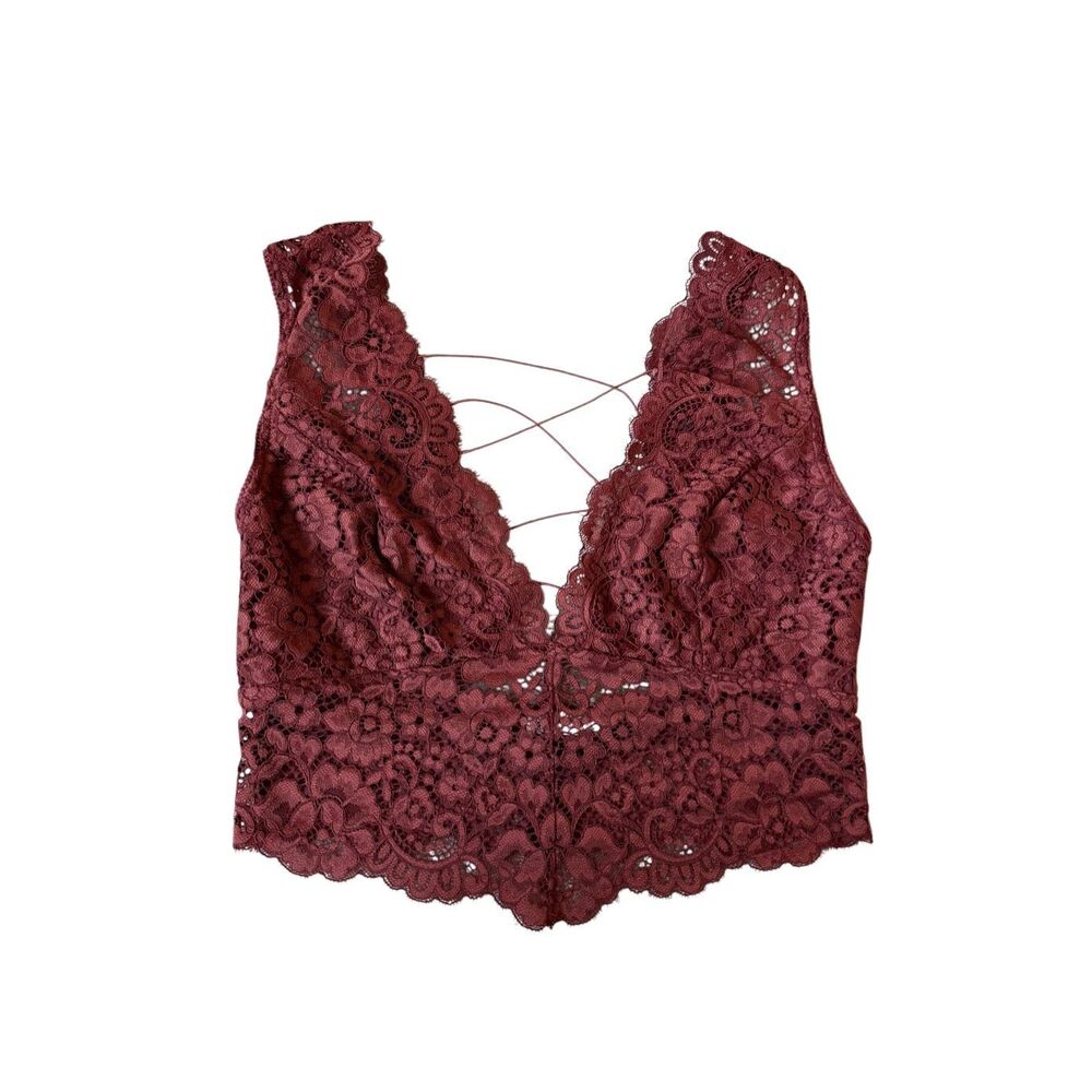 Free People Lace Bralette in Burgundy